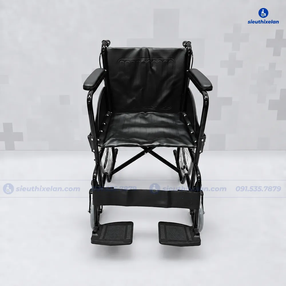 Xe Lăn X2 Ghế Da – Xe Lăn Tiêu Chuẩn Có Phanh Tay Cho Người Đẩy