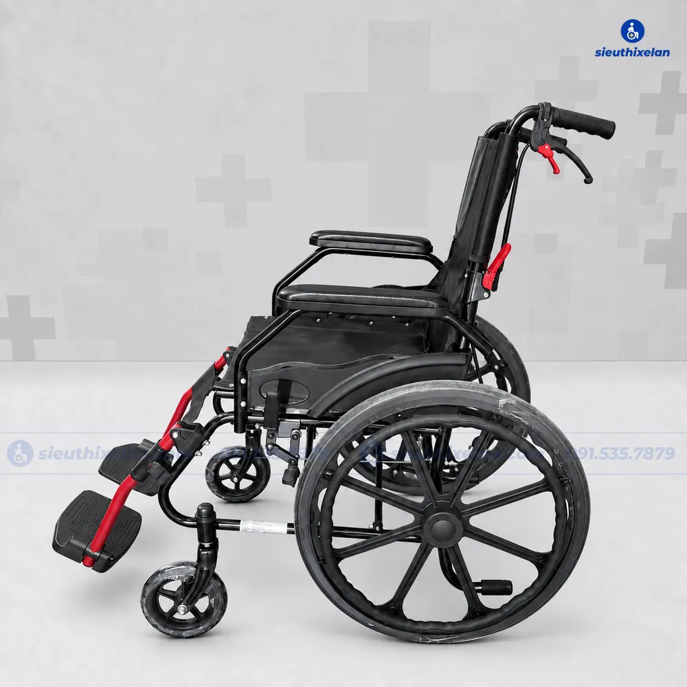 Xe Lăn Oromi X3C Ghế Da – Gấp Gọn, Bánh Mâm